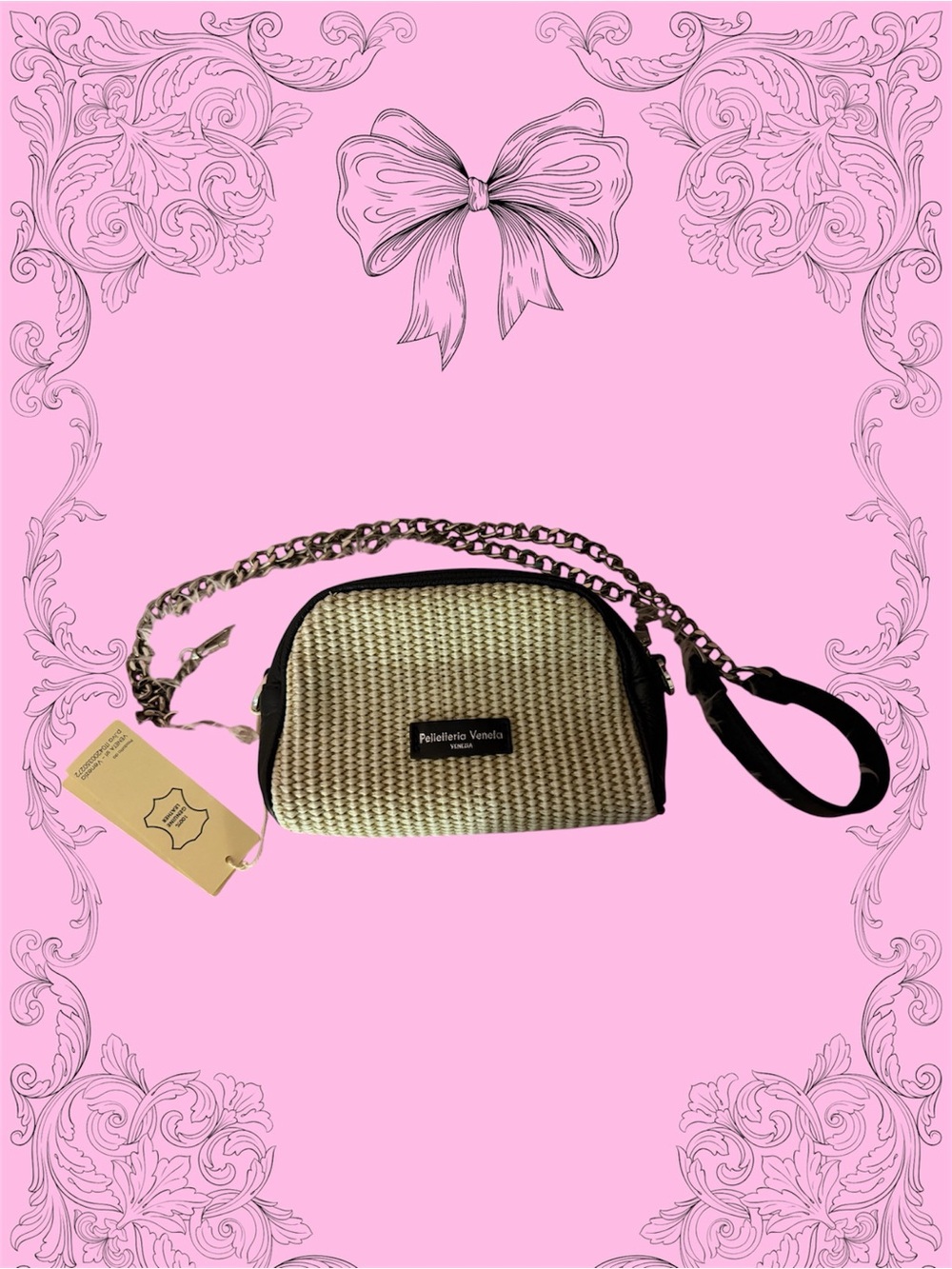 Italian leather Beige Woven Crossbody Bag